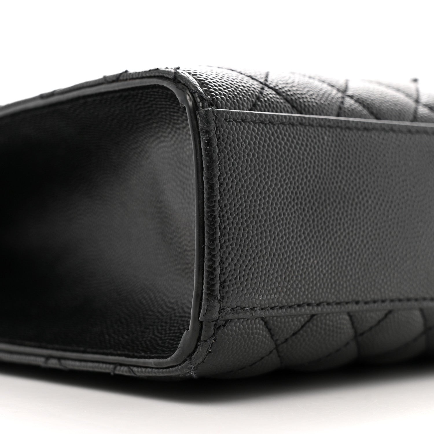 Saint Laurent Grain De Poudre Textured Mixed Matelasse Large Triquilt Monogram Satchel Black 9 of 12