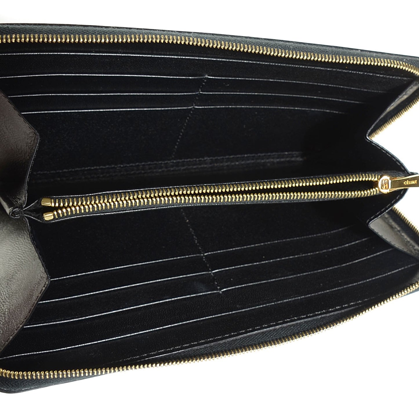 Lambskin Large Zip Around Multifunction Wallet Black