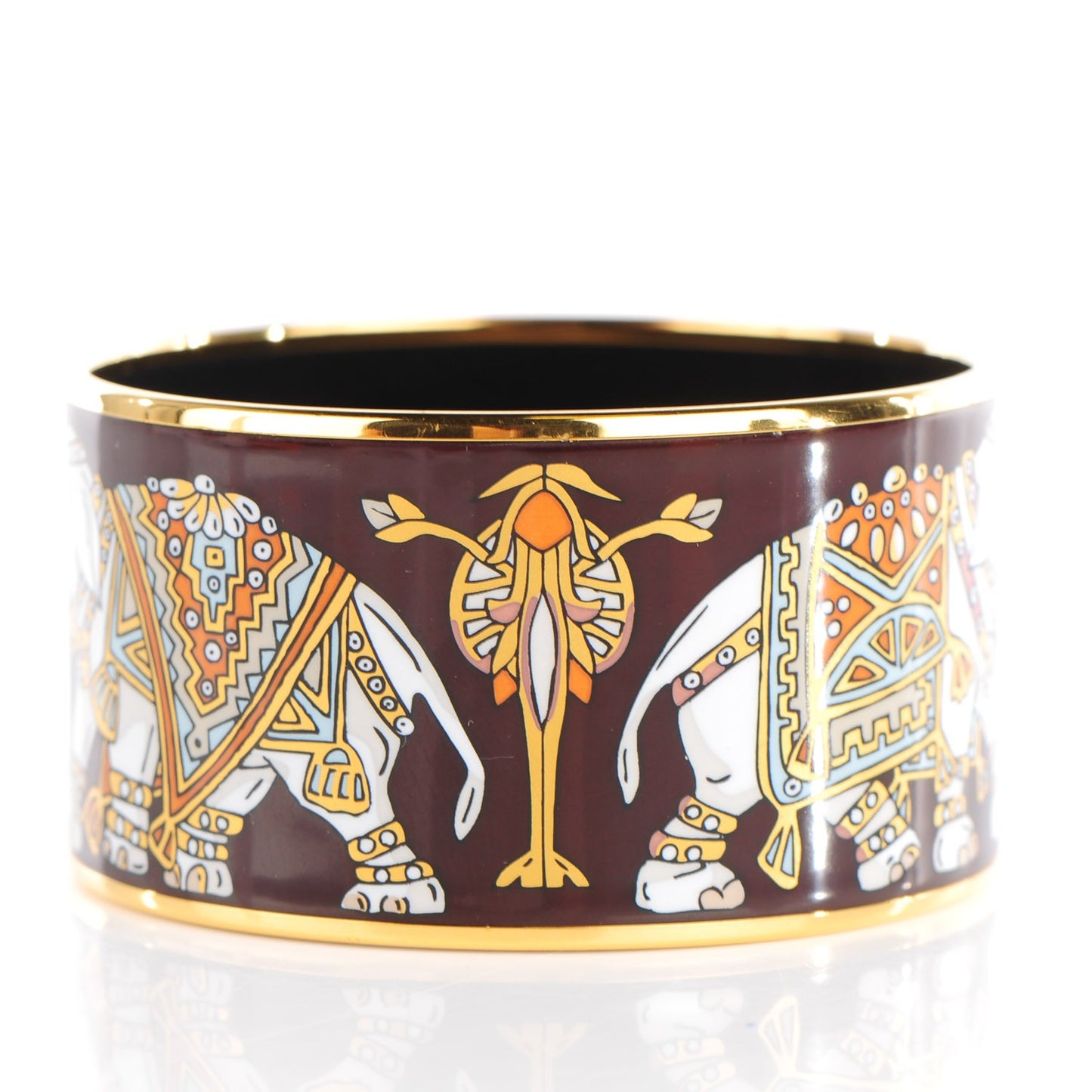 Enamel Printed Elephant Torana Extra Wide Bracelet 70