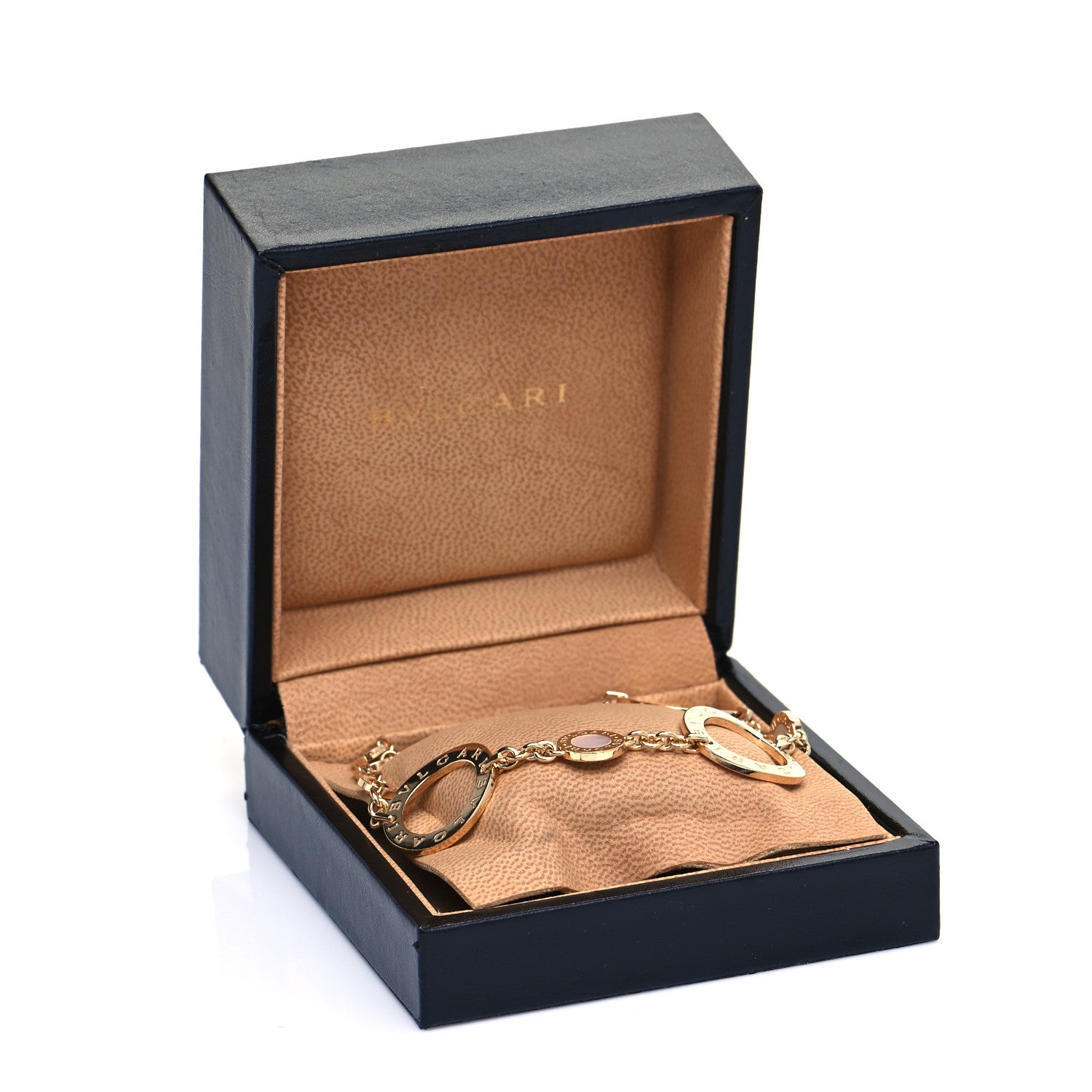 Bulgari 18K Yellow Gold Mother of Pearl Signature Chain Bracelet 6 of 6