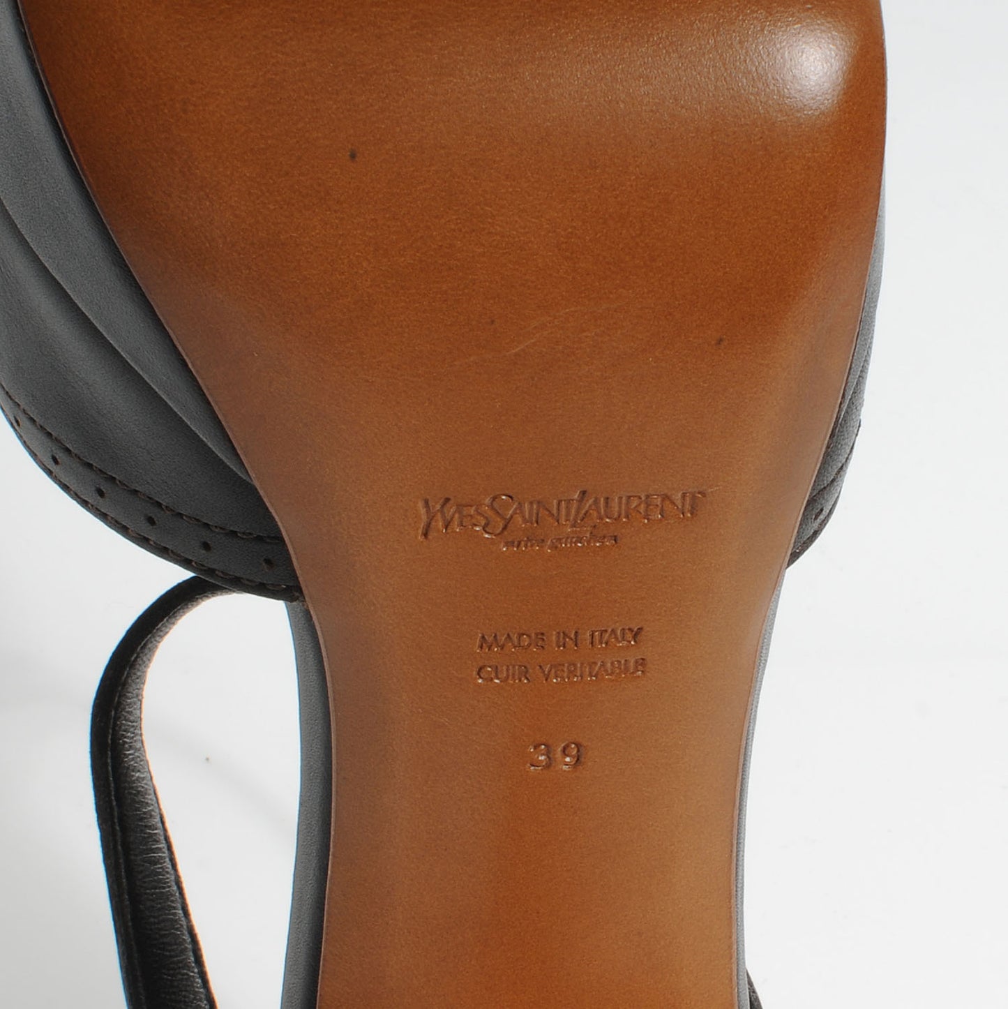 Leather Platform Sandals Heels 39 Brown