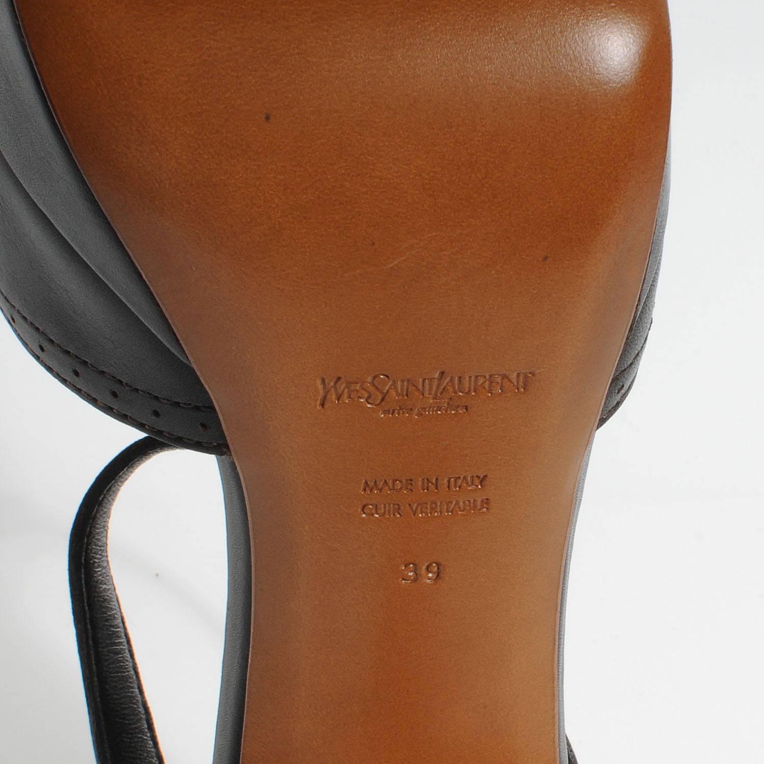 Saint Laurent Leather Platform Sandals Heels 39 Brown 5 of 6