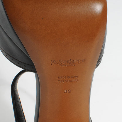 Saint Laurent Leather Platform Sandals Heels 39 Brown 5 of 6