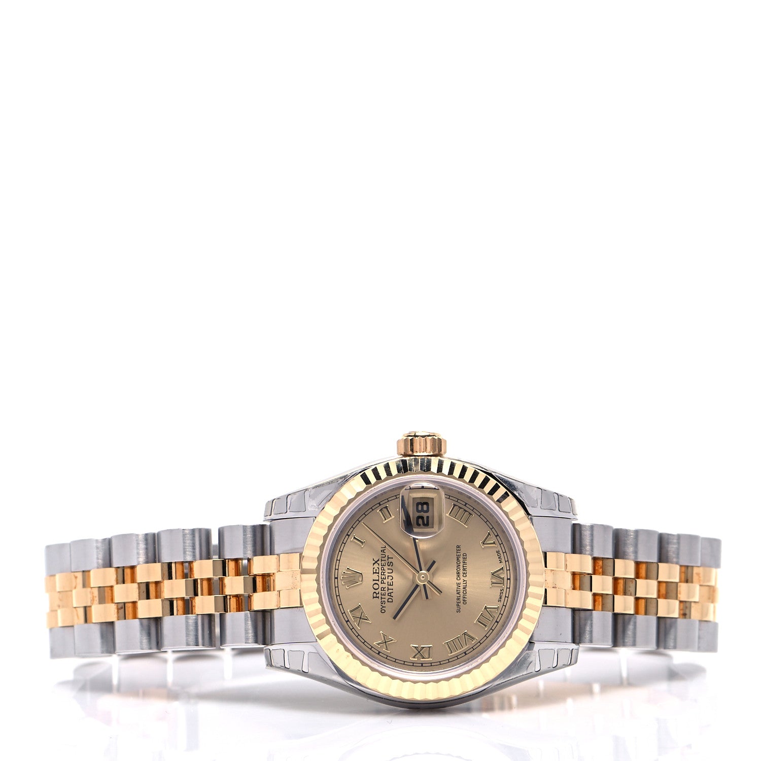 Rolex Stainless Steel 18K Yellow Gold 26mm Oyster Perpetual Datejust Watch Champagne Roman 179173 2 of 5