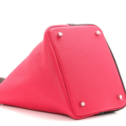 Hermes Taurillon Clemence Casaque Picotin Lock 18 PM Rouge Sellier Framboise 9 of 10