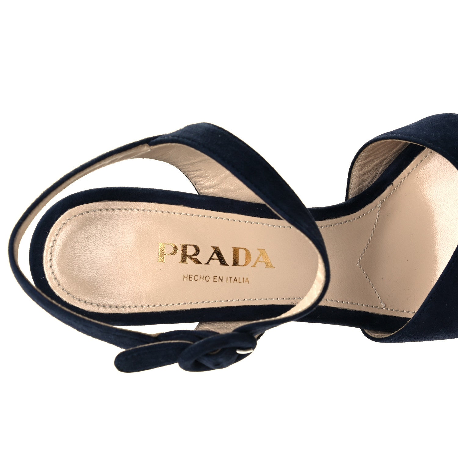 Prada Suede Platform Sandals 37 Navy 9 of 10