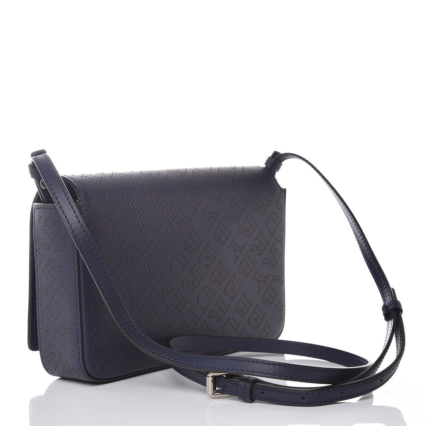 Calfskin Perforated Logo Hampshire Crossbody Navy