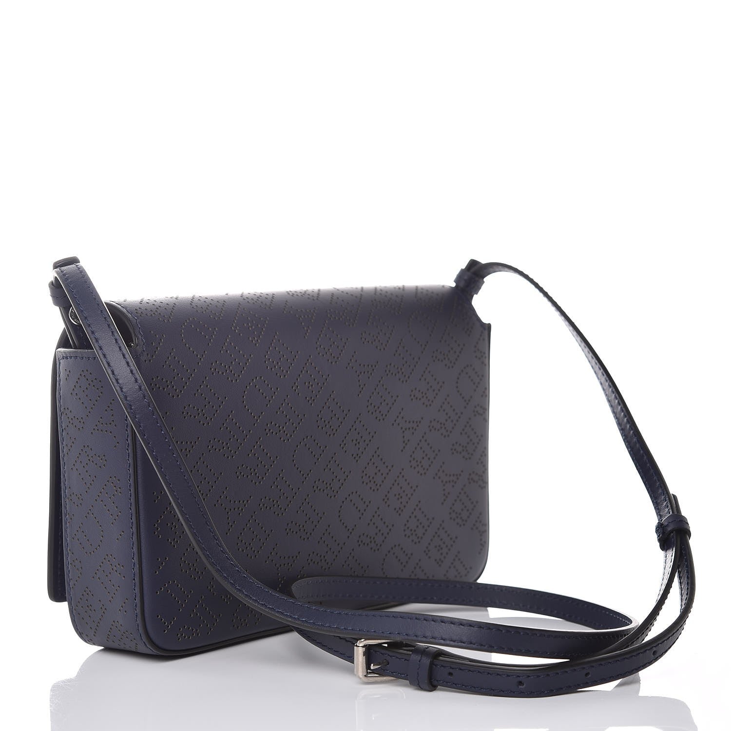 Burberry Calfskin Perforated Logo Hampshire Crossbody Navy 2 of 9