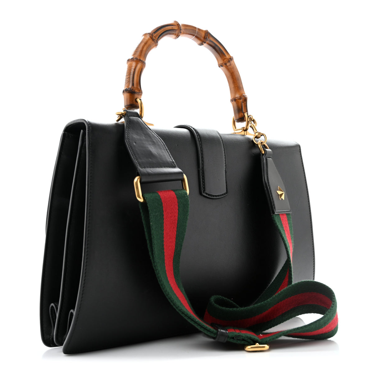 Gucci Moon Calfskin Web Large Dionysus Bamboo Top Handle Bag Black 3 of 15