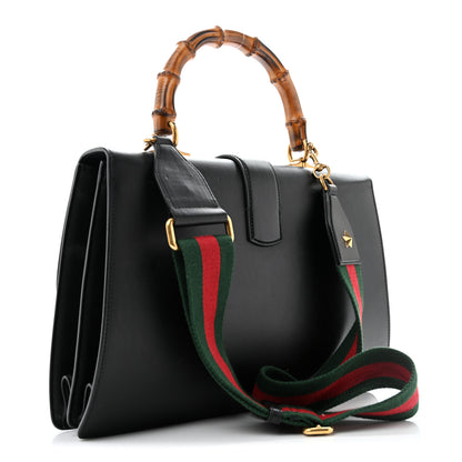 Gucci Moon Calfskin Web Large Dionysus Bamboo Top Handle Bag Black 3 of 15