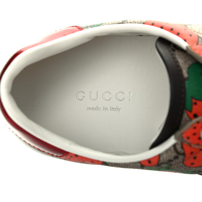 Gucci GG Supreme Monogram Strawberry Web Womens Ace Sneakers 36 Beige Multicolor Red Green 7 of 9
