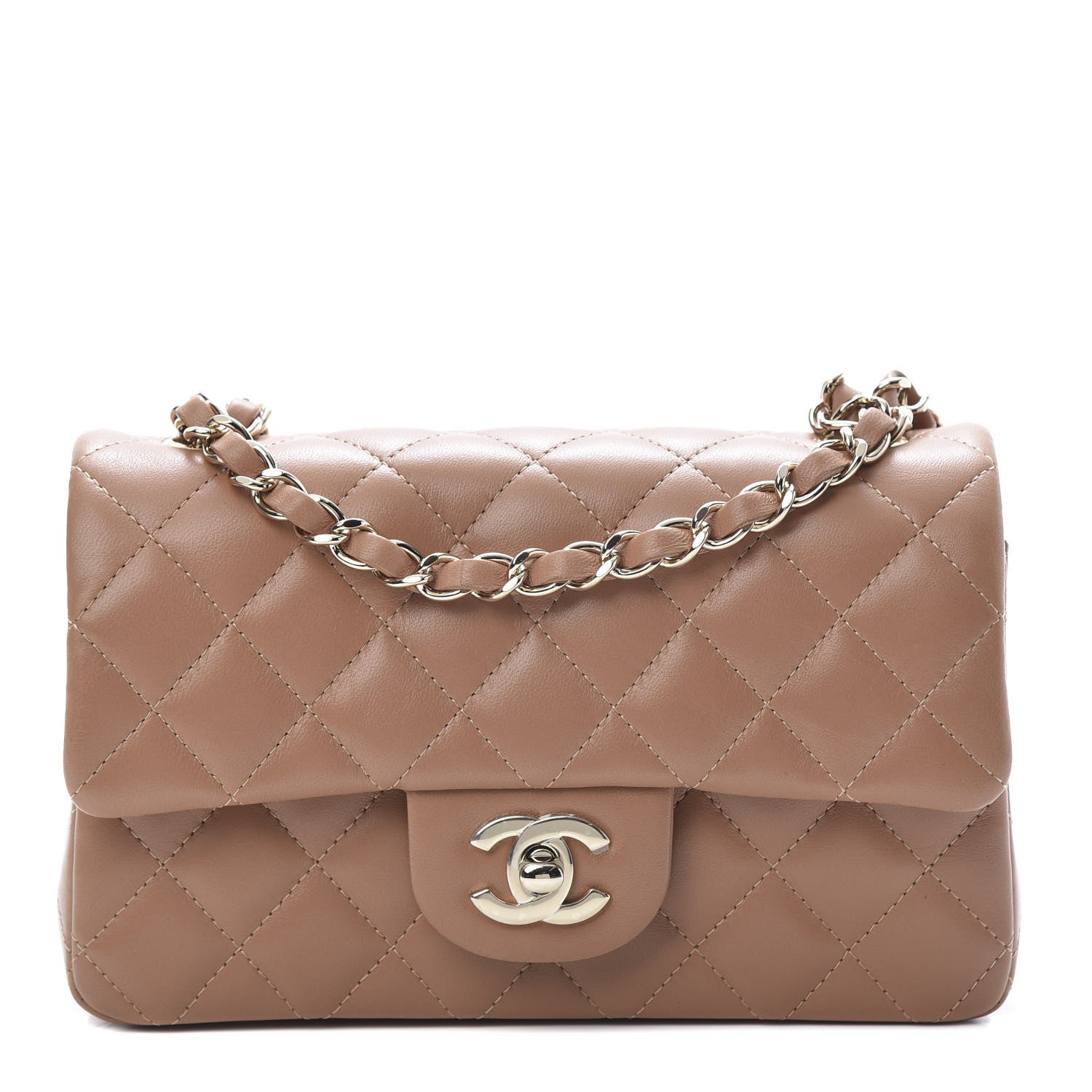 Chanel Lambskin Quilted Mini Rectangular Flap Brown 1 of 11