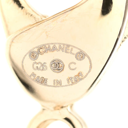 Chanel Metal Crystal Pearl Deer Pendant Necklace Green Black Gold 5 of 7