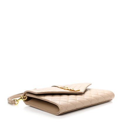 Saint Laurent Grain De Poudre Textured Mixed Matelasse Triquilt Monogram Clutch Dark Beige 4 of 7