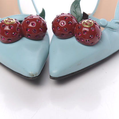 Gucci Malaga Kid Unia Cherry Pumps 38.5 New Acquamarine Emerald Cocoa 11 of 12