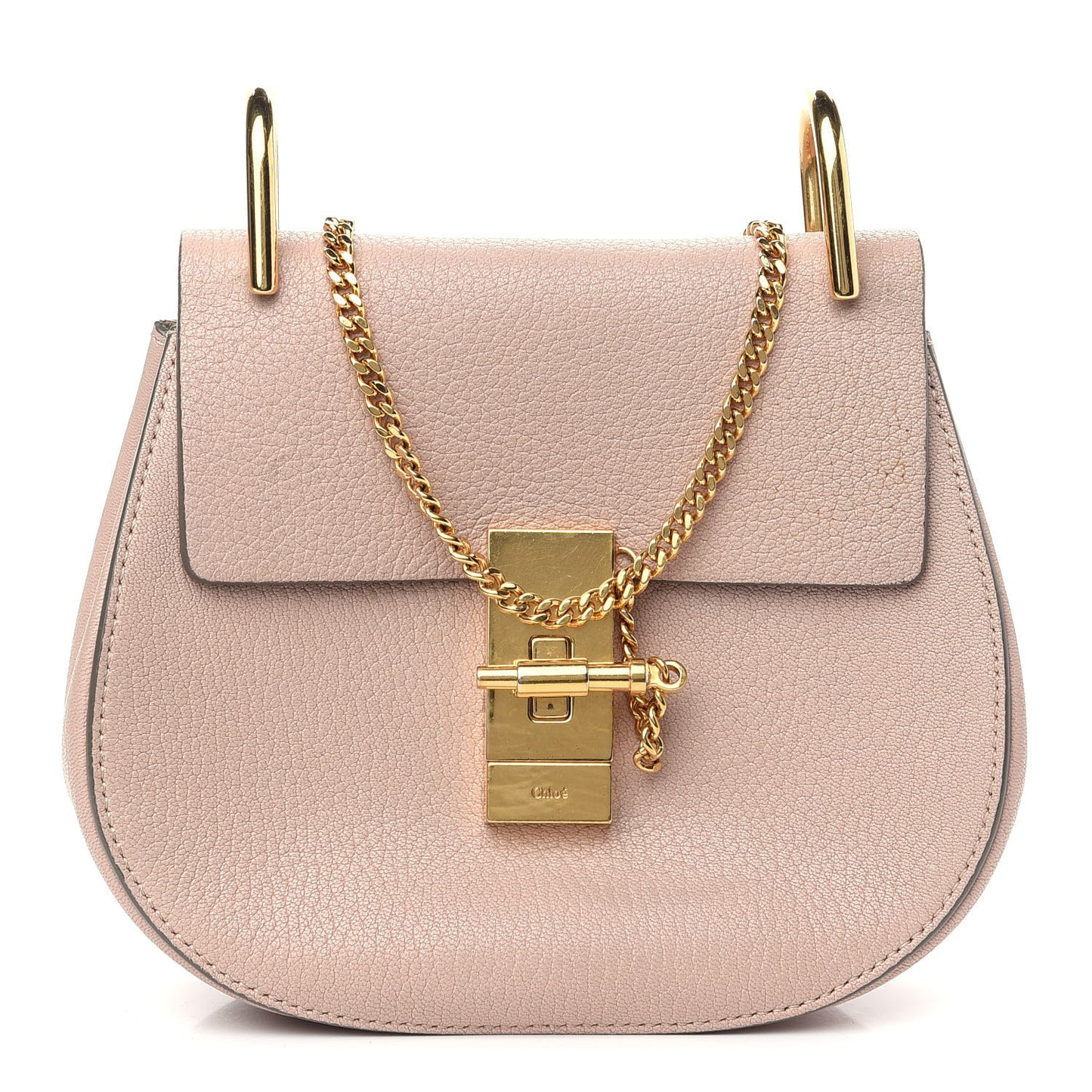 Grained Lambskin Mini Drew Shoulder Bag Cement Pink