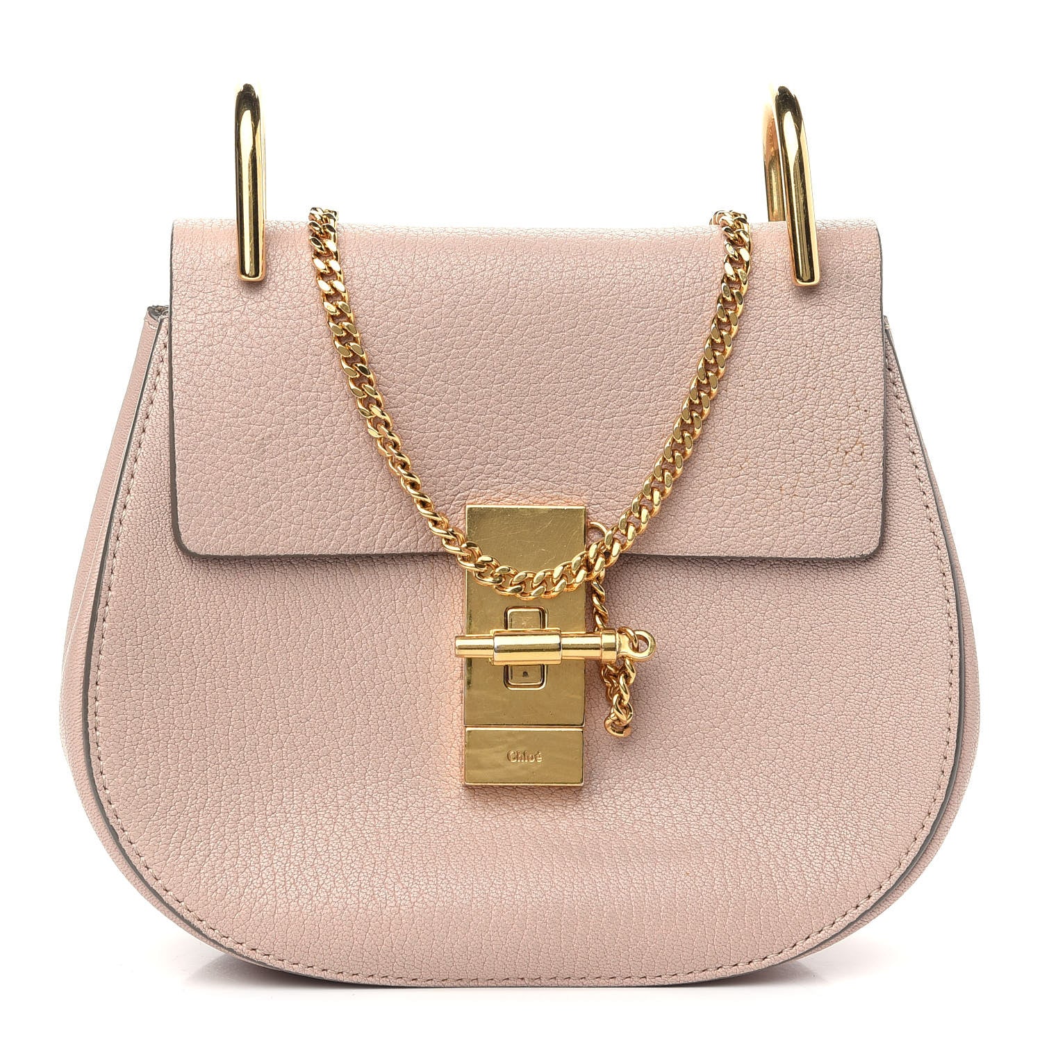 Chloe Grained Lambskin Mini Drew Shoulder Bag Cement Pink 1 of 10
