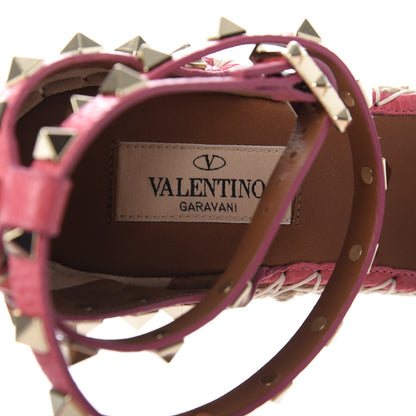 Valentino Garavani Grained Calfskin Rockstud Ankle Wrap Espadrille 15/85mm Wedges 39 Shadow Pink 7 of 10