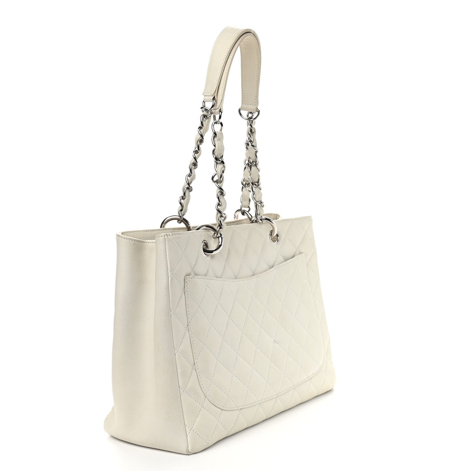 Chanel Caviar Quilted Grand Shopping Tote GST White 3 of 10