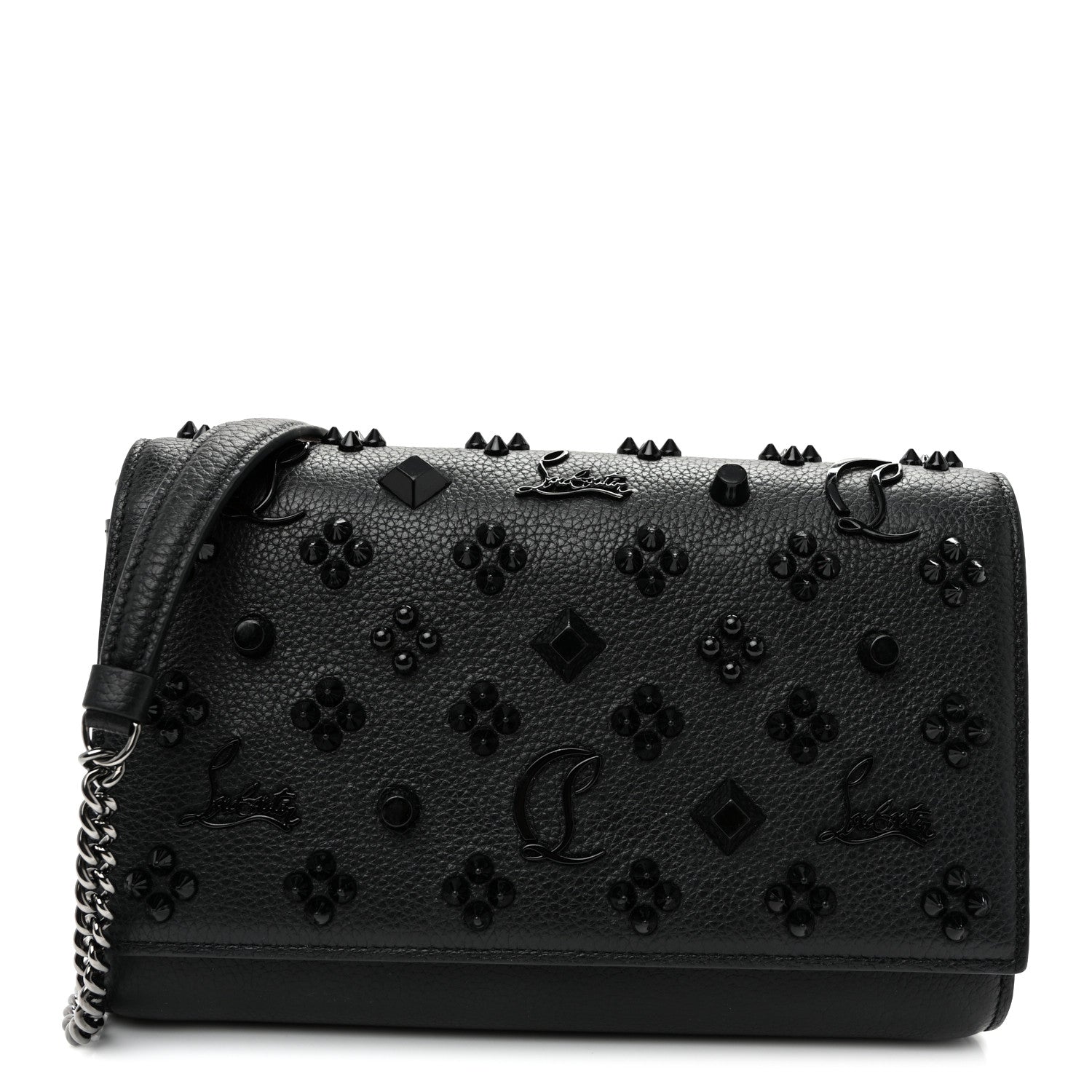 Christian Louboutin Calfskin Spikes Loubinthesky Paloma Clutch Black 1 of 10