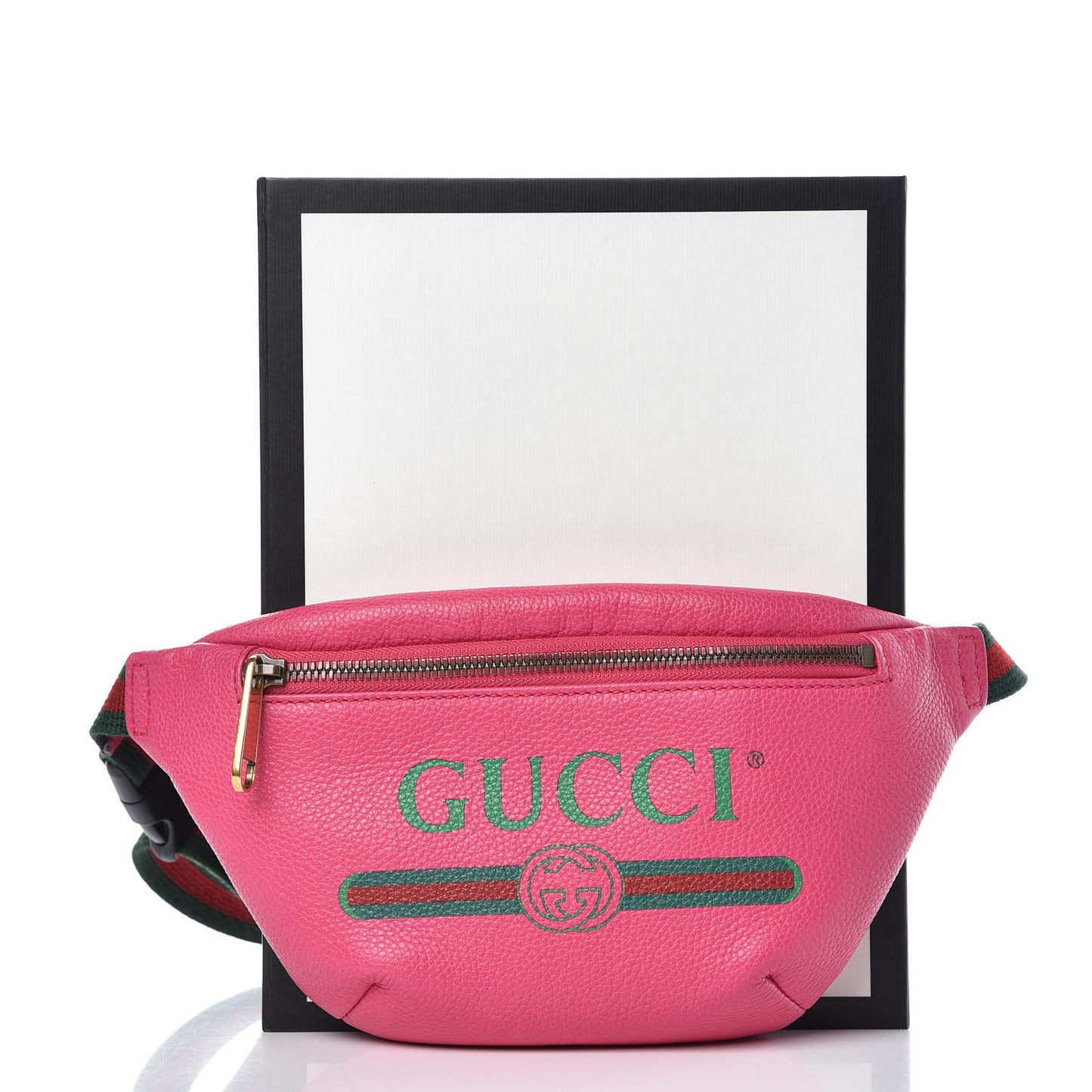 Grained Calfskin Small Logo Belt Bag Box Pink Green
