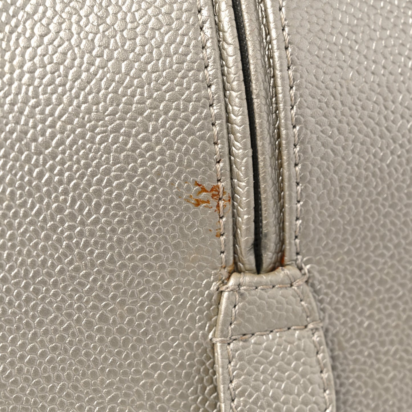 Metallic Caviar Quilted Bowler Pearl