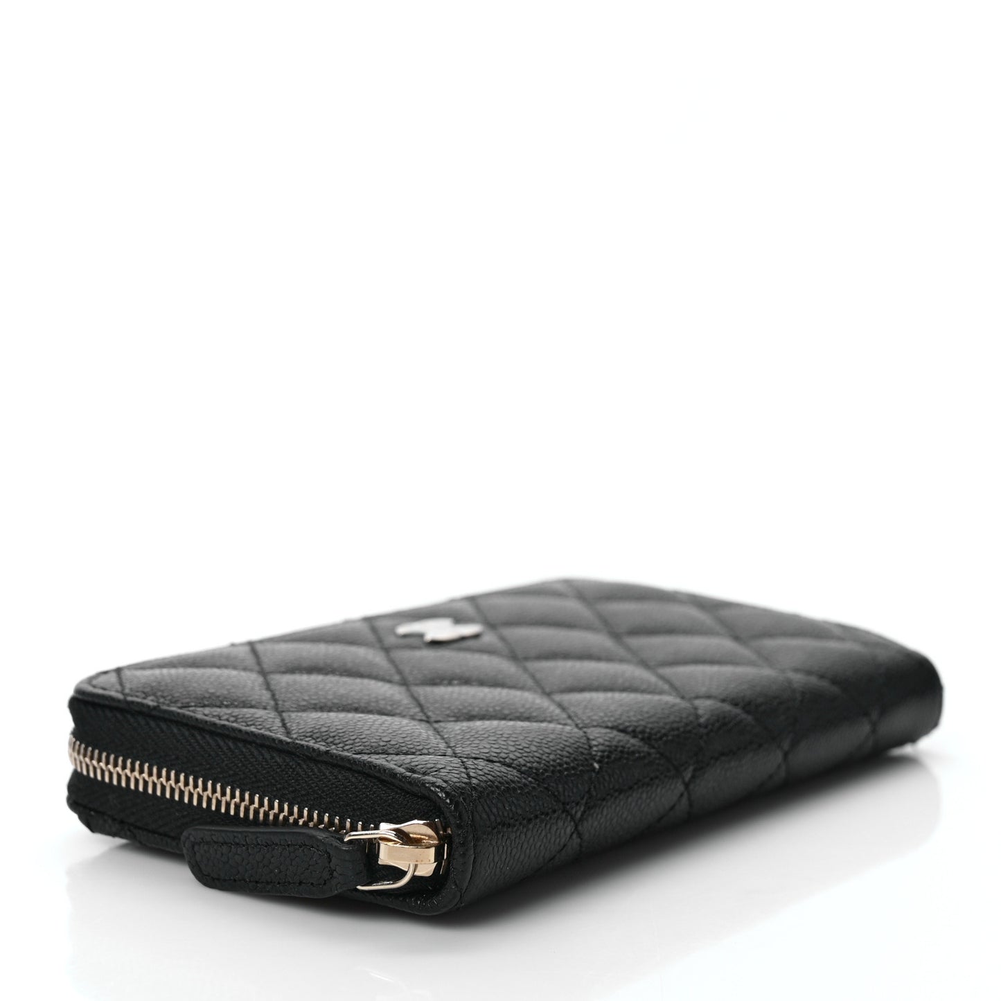 Caviar Quilted Medium Zip Around Wallet Black