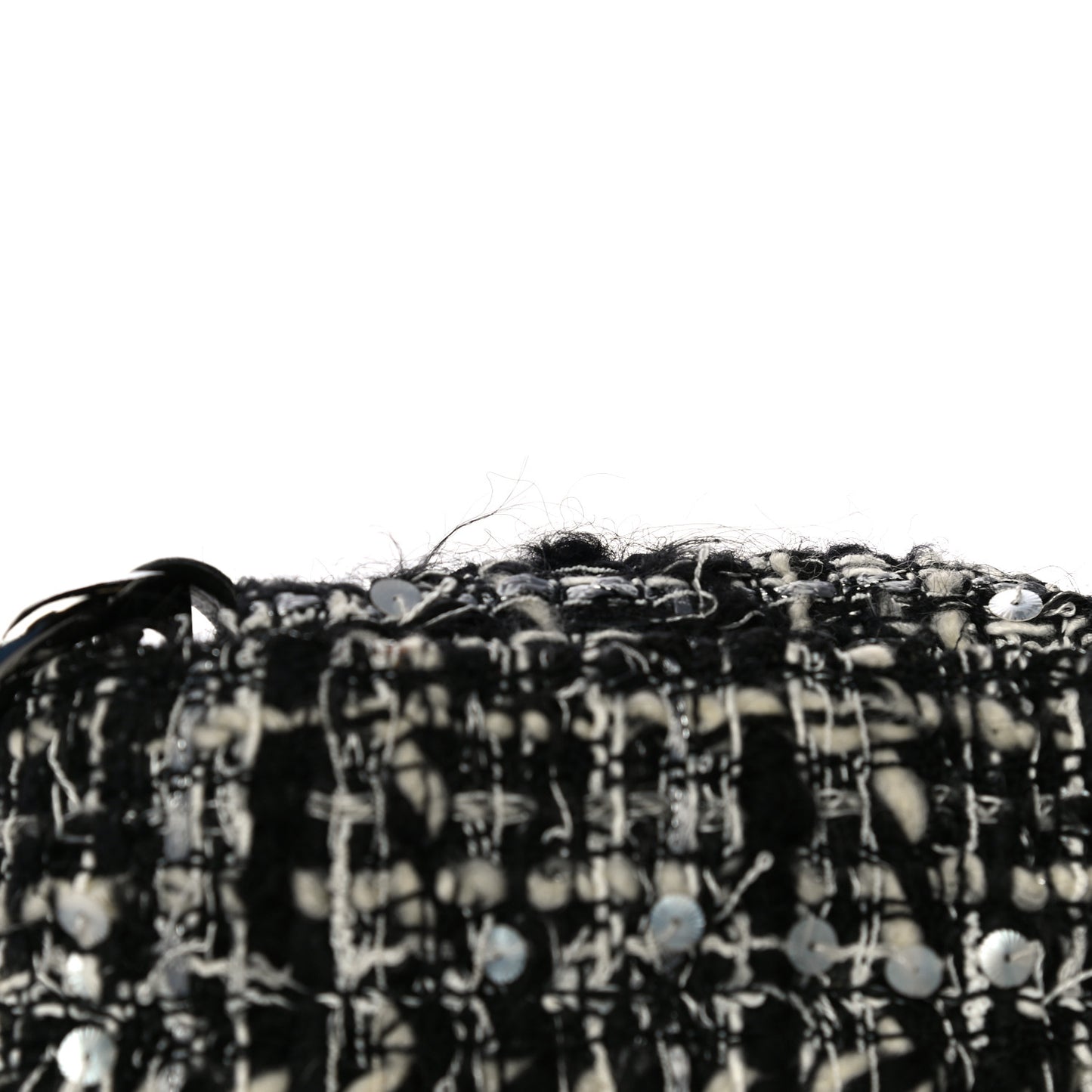 Sequin Tweed Single Flap Ecru Black