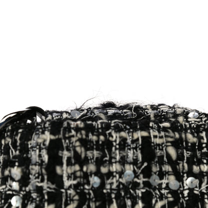 Chanel Sequin Tweed Single Flap Ecru Black 20 of 32