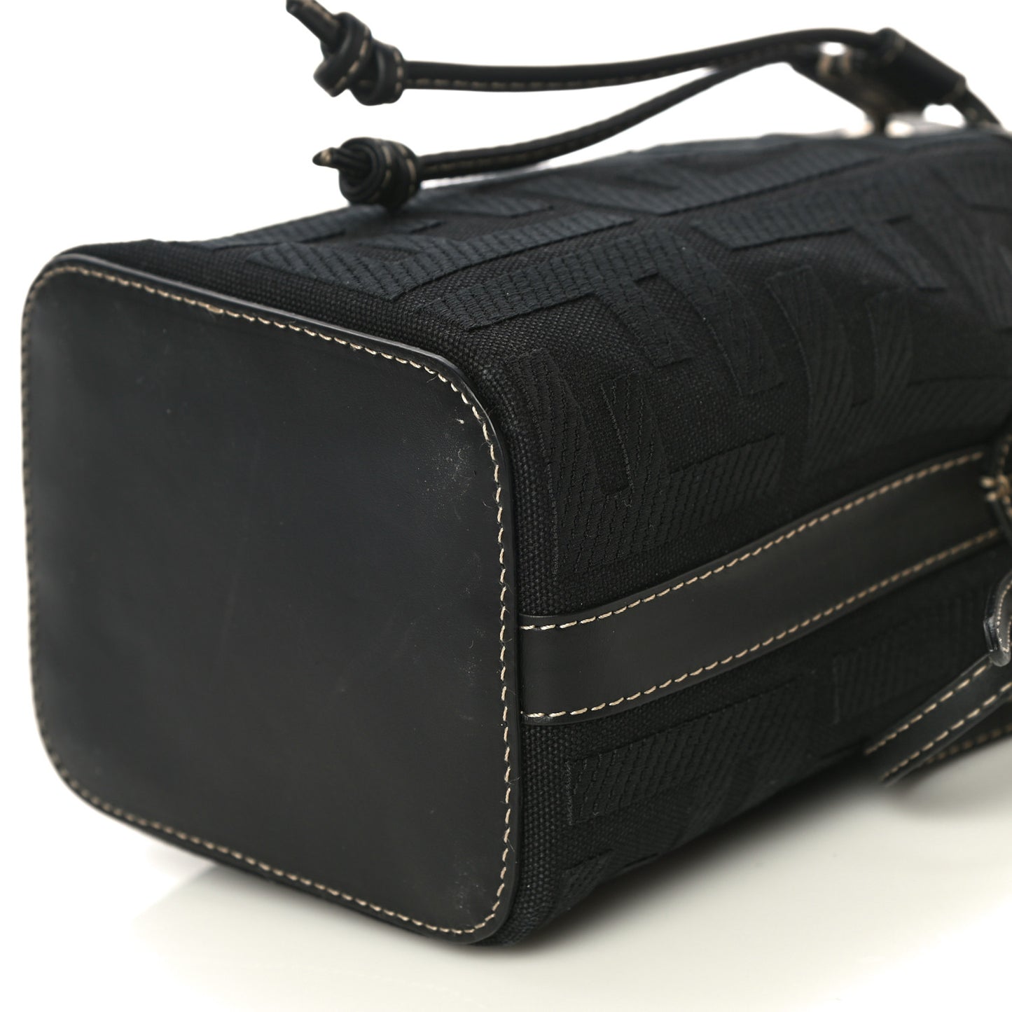 Canvas Vitello King F is Fendi FF Embroidered Mini Mon Tresor Bucket Bag Black