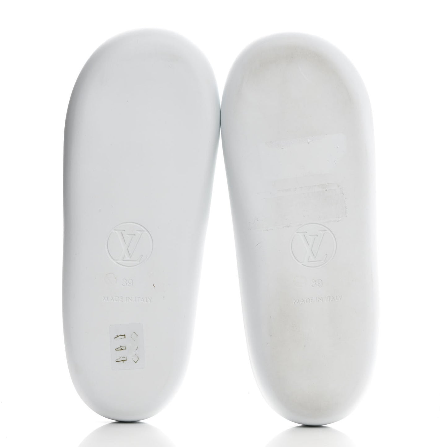 Rubber Monogram Embossed Sunbath Flat Mule 39 White