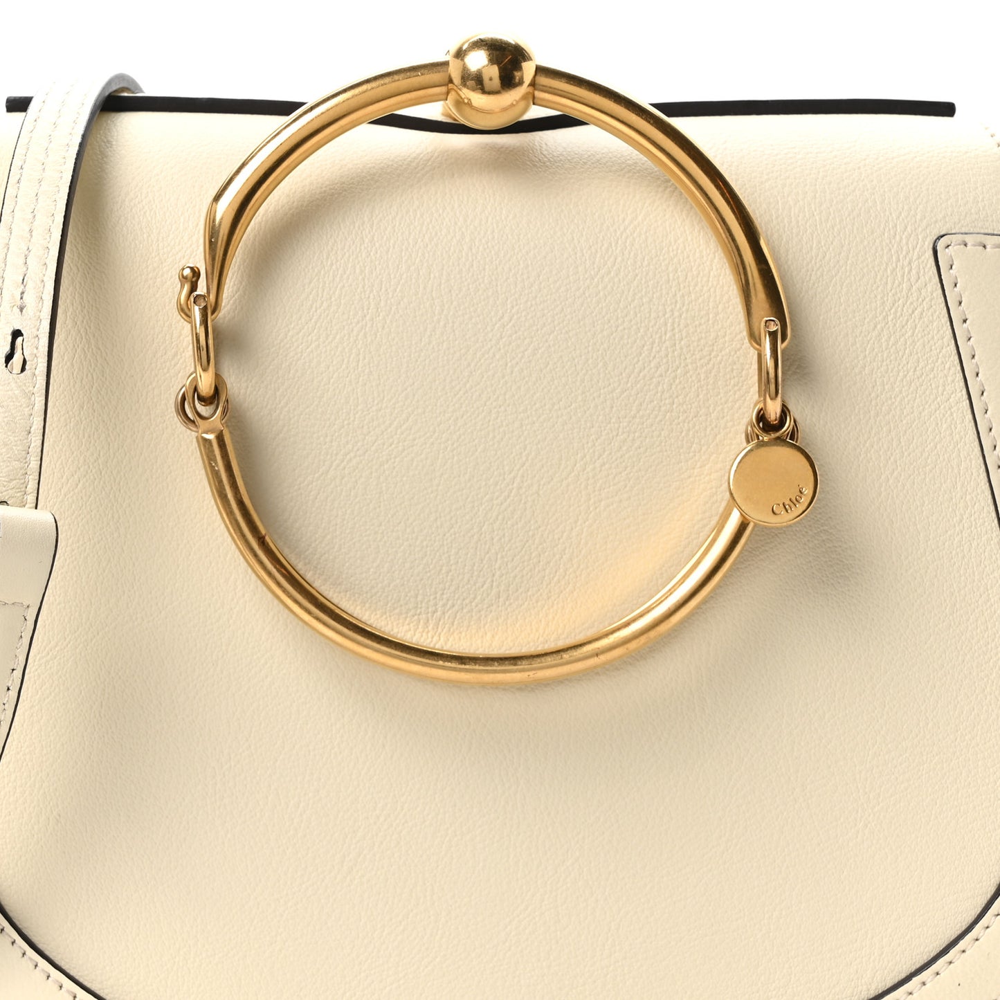 Calfskin Suede Medium Nile Bracelet Bag Off White