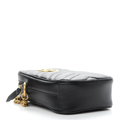 Gucci Calfskin Matelasse Mini GG Marmont Crossbody Bag Black 4 of 8