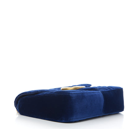 Gucci Velvet Matelasse Medium GG Marmont Shoulder Bag Cobalt Blue 3 of 9