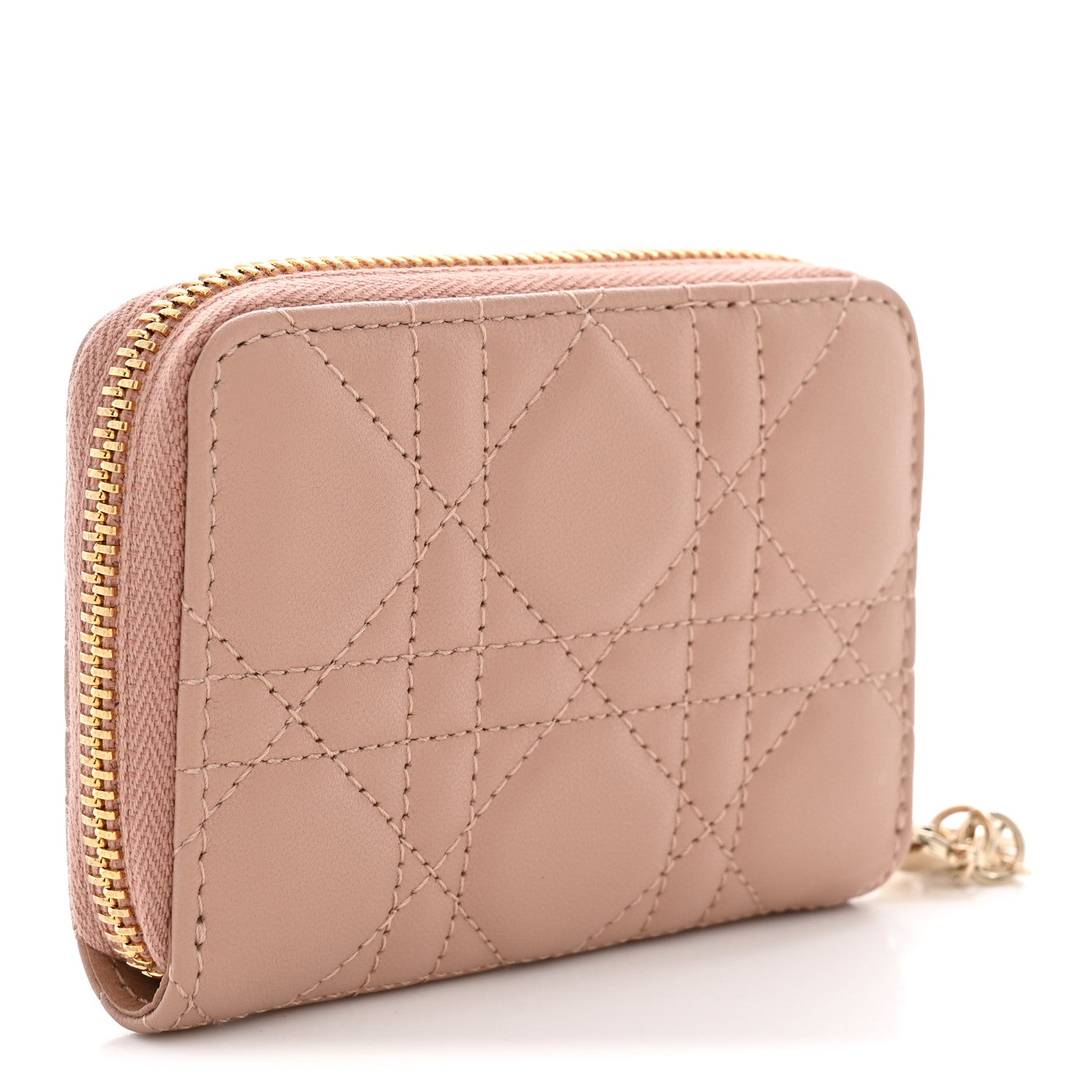 Christian Dior Lambskin Cannage Small Lady Dior Voyageur Coin Purse Rose Des Vents 3 of 7