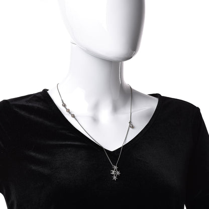 Chanel Crystal Bead CC Star Necklace Silver 2 of 5