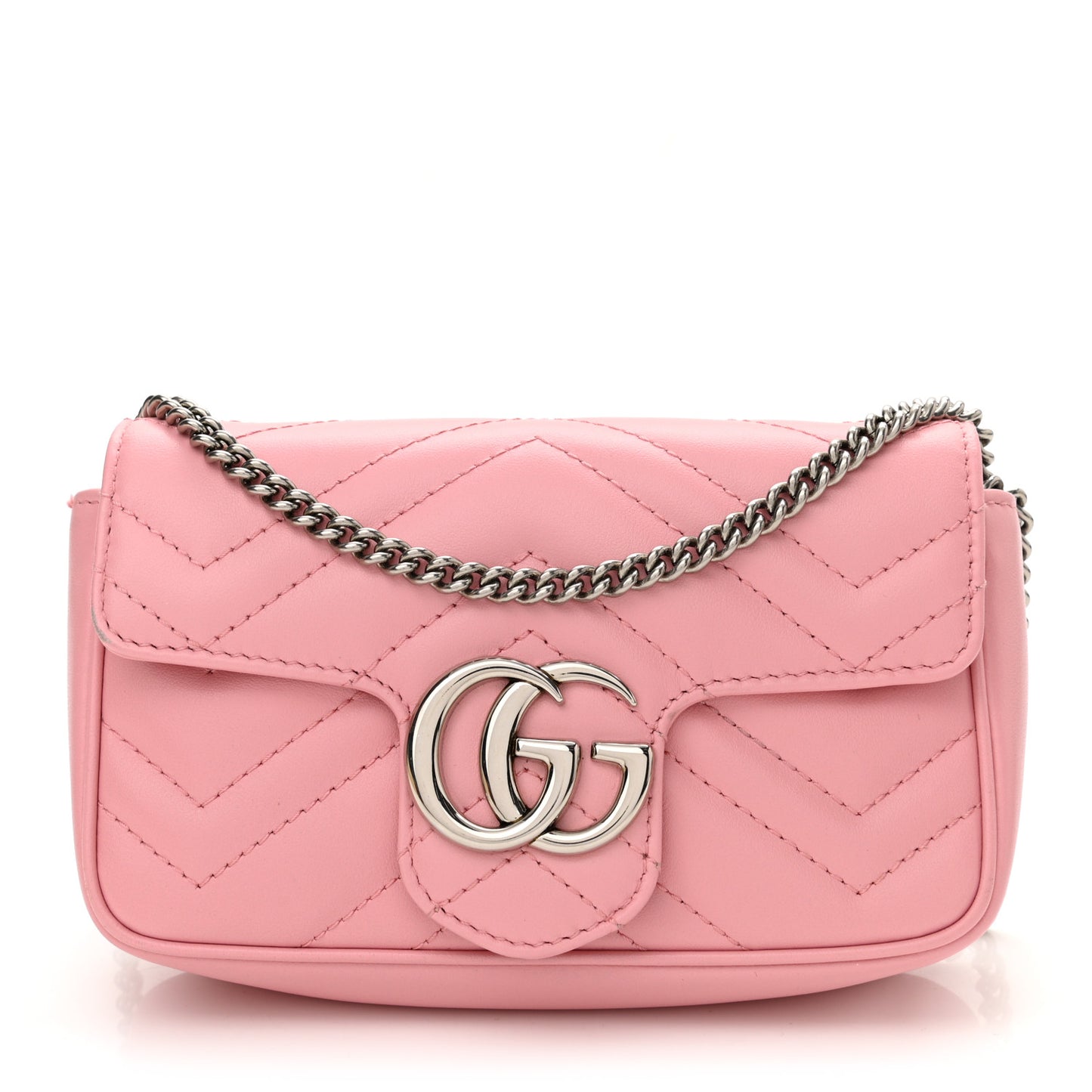 Calfskin Matelasse Super Mini GG Marmont Shoulder Bag Wild Rose