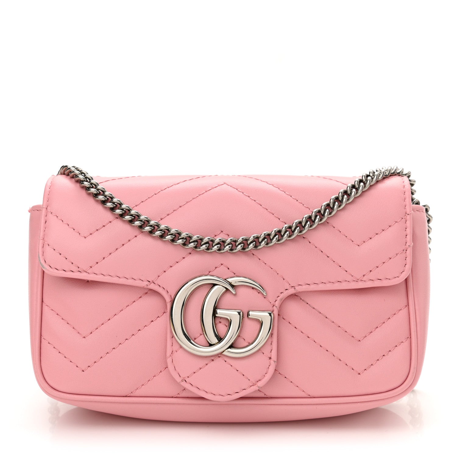 Gucci Calfskin Matelasse Super Mini GG Marmont Shoulder Bag Wild Rose 1 of 13