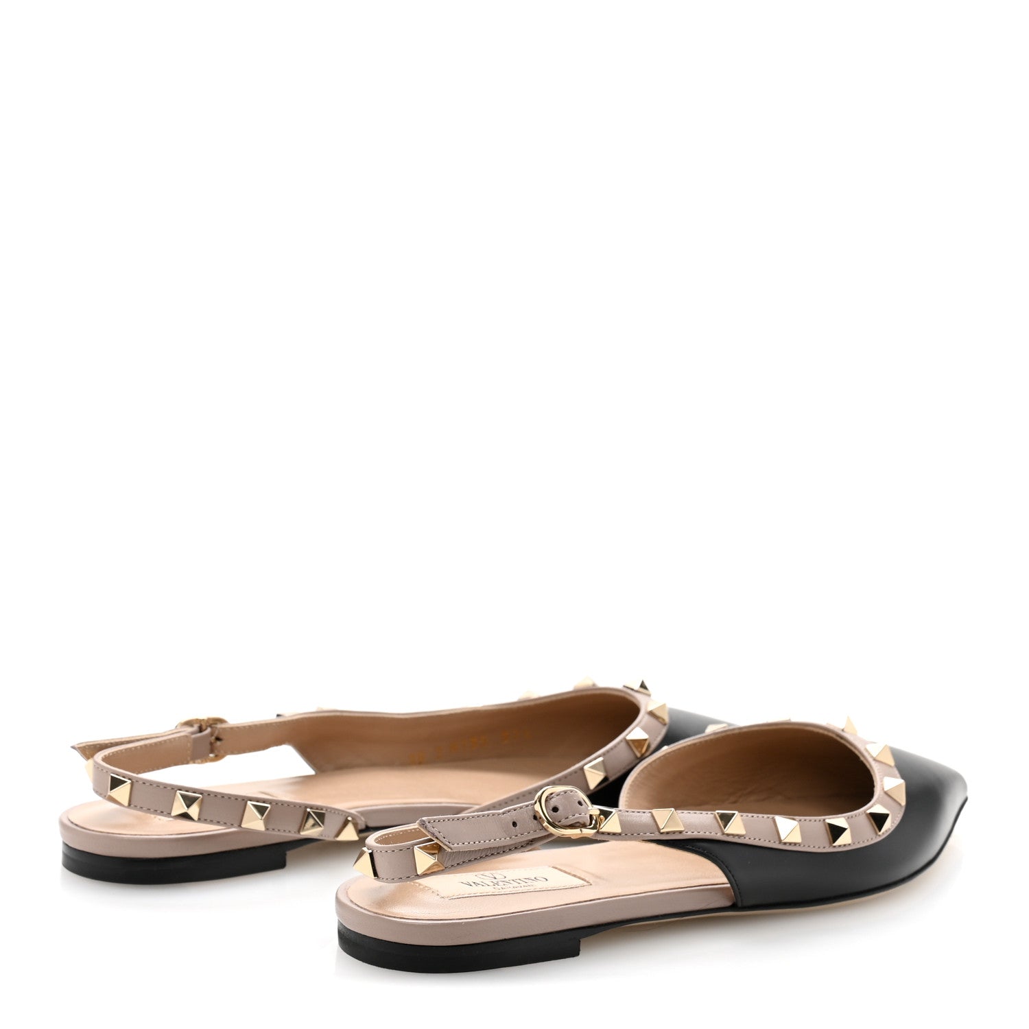 Valentino Garavani Nappa Rockstud Slingback Flats 37.5 Black Poudre 5 of 9