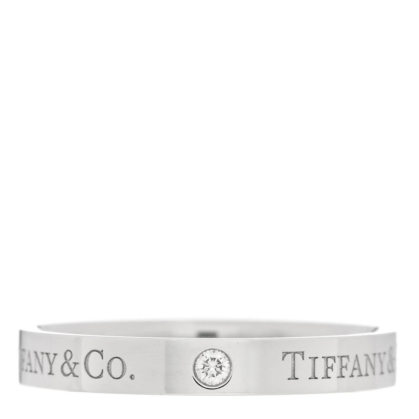Platinum Diamond Logo Band Ring 56 7.5