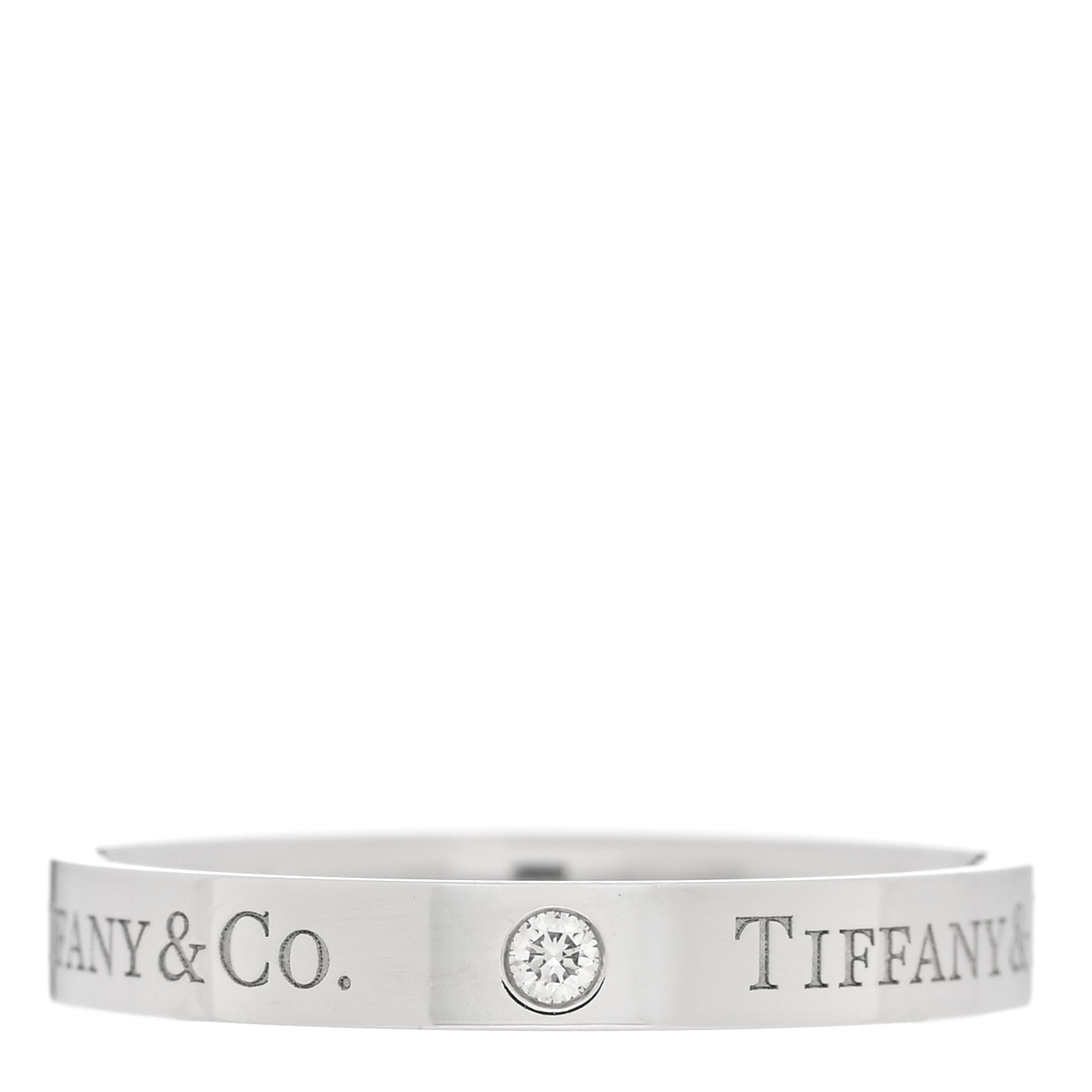Tiffany Platinum Diamond Logo Band Ring 56 7.5 1 of 5