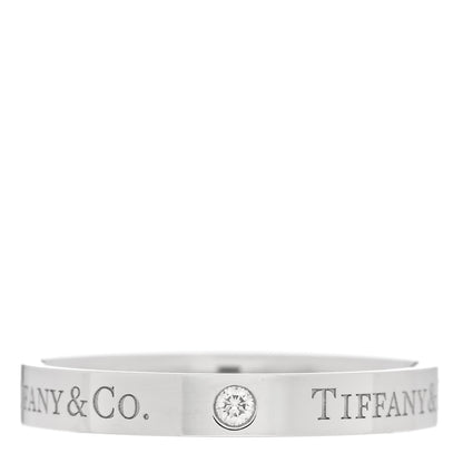 Tiffany Platinum Diamond Logo Band Ring 56 7.5 1 of 5