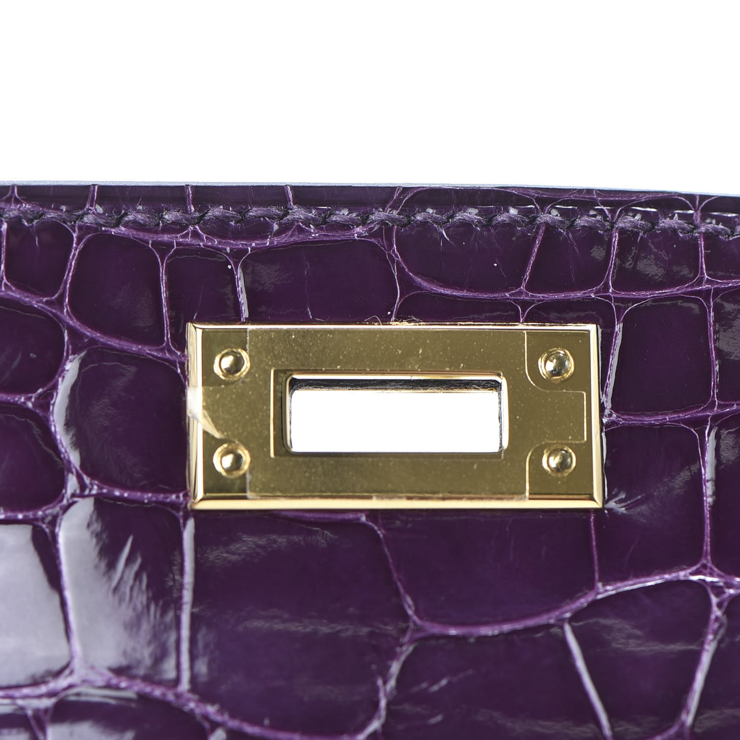Shiny Alligator Mini Kelly Sellier 20 Cassis