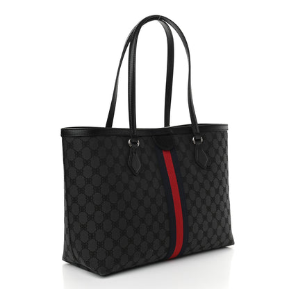 Gucci X BALENCIAGA BB Monogram Web Graffiti Medium Ophidia Shopping Tote Black 3 of 9