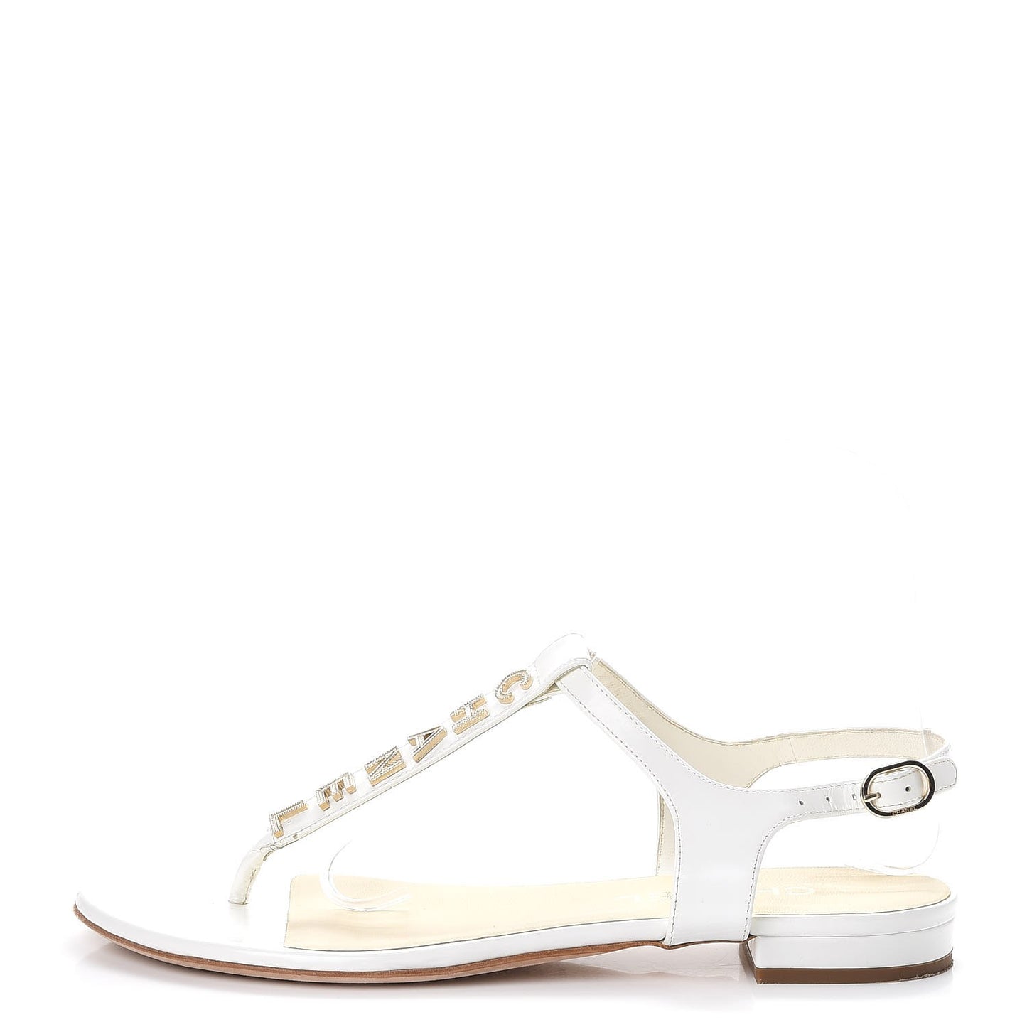 Lambskin Logo Thong Sandals 38 White