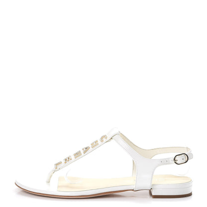 Chanel Lambskin Logo Thong Sandals 38 White 1 of 13