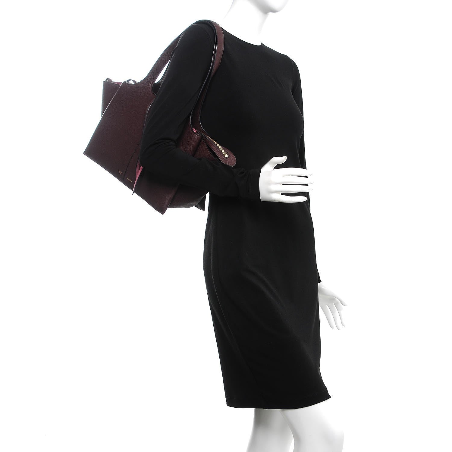 Celine Baby Grained Calfskin Small Tri-Fold Bag Burgundy 2 of 10
