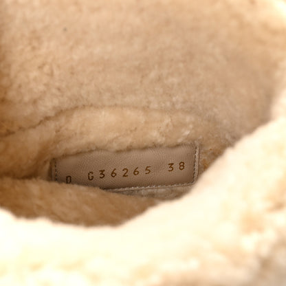 Chanel Suede Shearling Cap Toe Short Boots 38 Beige 8 of 8