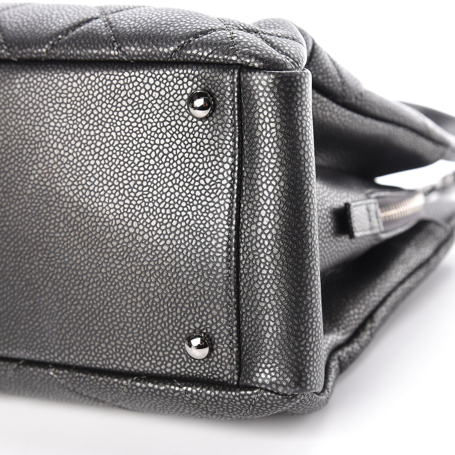 Chanel Metallic Caviar Quilted CC Tote Dark Silver 10 of 19