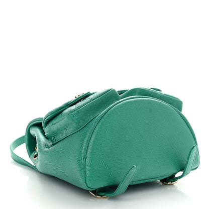 Chanel Caviar Quilted Medium Duma Pockets Drawstring Backpack Green 4 of 10